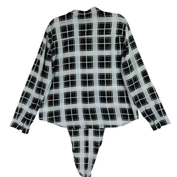 Michael Kors sheer plaid print light weight button down blouse long sl top sz xl - Picture 9 of 16